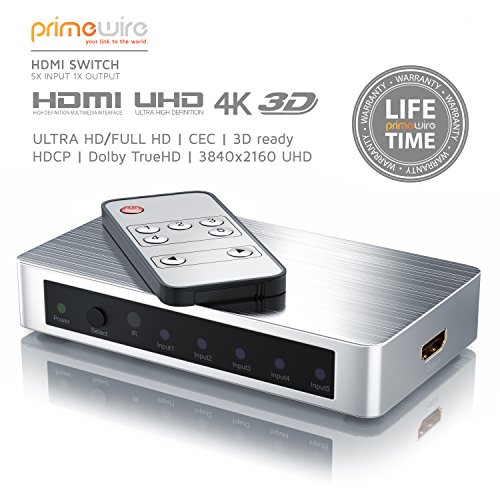 CSL – HDMI Switch 5-Port UHD 4k | HDMI Umschalter | Ultra HD / Full HD | CEC | 3D ready | HDCP | Dolby TrueHD | 3840×2160 UHD 4k (2160p) bei 30Hz - 2