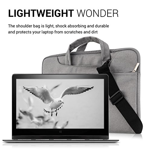 kwmobile Umhängetasche für 12,5″ 13″ 13,3″ Laptop / Ultrabook – Laptoptasche aus Stoff mit Reißverschluss und Tragegurt in Grau – z.B. geeignet für Apple, Samsung - 4