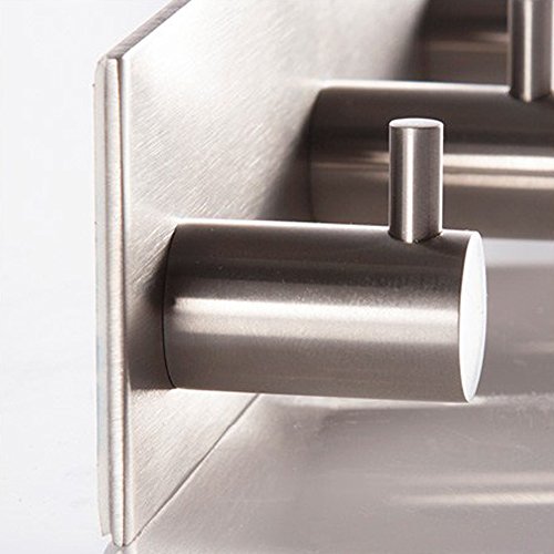 KES Selbstklebend Handtuchhaken Kleiderhaken Wandhaken, Stahl, Gebürsteter A7060H3 - 5