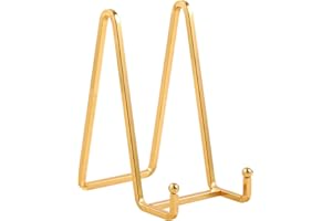 DIDUDIDU Chevalet Support Presentoir Porte Assiette - 6 Pouces Metal Support Assiette Decorative - Support Cadre Photo de Table - Présentoir de Fer pour Plaque | Livre Cuisine | Carte Postale | Art - Or
