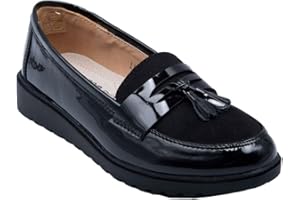 PRIMTEX Mocassins vernis femme semelle compensée confort intérieur cuir & pampille