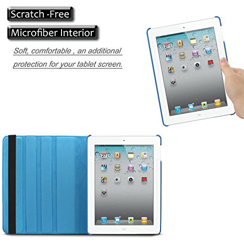 iPad 2 3 4 Hülle,Infiland PU Ledertasche lederhülle 360°Drehbarer Stand Smart Cover Case Schutzhülle Tasche Etui für Apple iPad 2,iPad 3, iPad 4(mit Auto Schlaf / Wach Funktion)(Hellblau) - 4