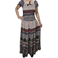Mogul Interior Womens Dress Black Smocked Waist Beach Long Off Shoulder Maxi Dresses One Size