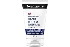 Neutrogena Fórmula Noruega Crema de Manos Concentrada con Perfume (50 ml), crema manos reparadora con glicerina y vitamina E, para pieles sensibles y manos muy secas