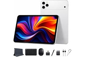 Modio M47 10.1-Inch Android 15 Tablet, 12GB RAM, 512GB Storage, 10000mAh Battery, Dual SIM, 8MP Front + 20MP Rear Camera, Keyboard & Mouse Bundle – Orange (Silver)