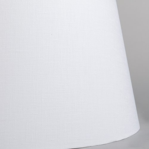 QAZQA Leinen Lampenschirm 32cm rund DS E27 leinen weiß , Rund konisch Schirm Pendelleuchte, Schirm Stehleuchte, - 6