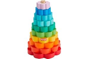 Fisher-Price-babyleksak, stapelbara ringar i trä, 10 träbitar för stapling för barn över 18 månader, HXT77