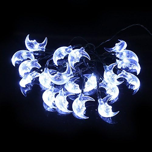 3.5m 20LEDs Moon Solar Waterproof String Lights Indoor / Outdoor Use 2 Modes Fairy Lights By Festive Lights,White-3.5m