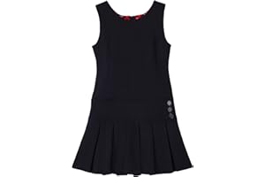 Bienzoe Girls School Uniform Jumper: Stretch Fit Pleated Hem Kids Sleeveless Jumper