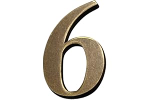 Zayookey Metallo Numero Civico Antichi 4 Pollici (10 cm) Moderna Numeri Indirizzo di Casa di Porta in Bronzo House Number per Cassetta Postale Stradale (Door Number 6)