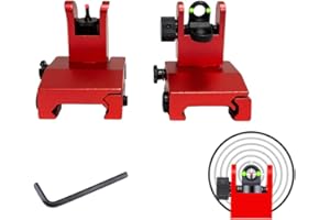 TPO ST02DR Fiber Optics Front und Rear Sights Flip Up Picatinny Rail Mounted Backup Iron Sights (rot)