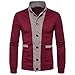 Produktbild Kleidung FORH herren Winter Langarm Sweatshirt pullover Bluse super Mode super Formell Patchwork stehkragen Sweatshirt Mantel (S, Rot)