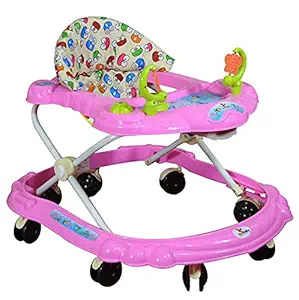 Sunbaby Baby Walker Kids Activity Rattle Toys for Babies Cycle, Adjustable Height, Thick, Safe & Comfortable Seat, Rotatable Wheel, Music Button, for Infant of 6 to 20 Months (Pink)