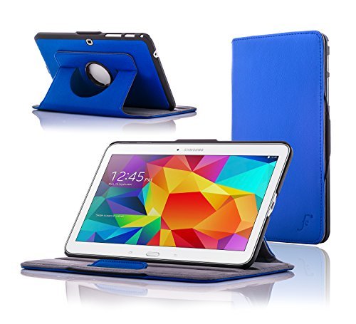 Forefront Cases Smart Funda para Samsung Galaxy Tab 4 10.1 Rotatorio Carcasa Stand Case Cover - Extra Robusto y Protección Completa del Dispositivo con Auto Sueño Estela Función (Azul)