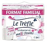 Le Trefle Maxi Sheet Toilet Paper, White, 24 Rolls