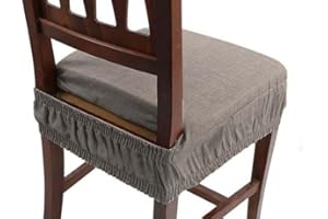 Russo Tessuti Set 6 Cuscini Sedia Coprisedia Imbottiti Vesto Molla Loneta Elastico Tinta Unita -Tortora