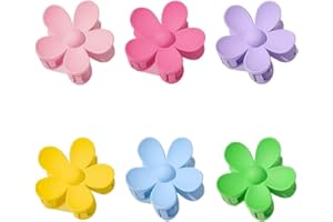 PSOWQ Dolce forcina a fiore, Mollettone Capelli Grande, Fermagli per capelli a fiori opachi, Mollettoni Capelli Donna Plastica, per Donne e Ragazze Capelli Spessi, Trucco, Bagno, 6 Pezzi, 6 colori