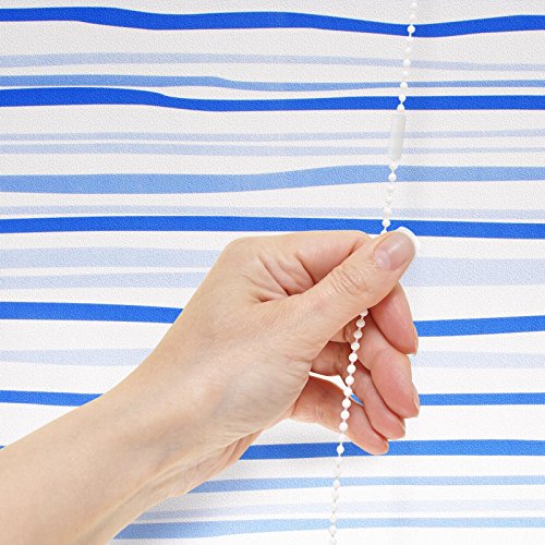 Design Duschrollo Blaue Streifen | viele Größen | schnelltrocknend | Deckenbefestigung mit Halbkassette | halbtransparent, blau gestreift | 100x240cm (BxL) - 4