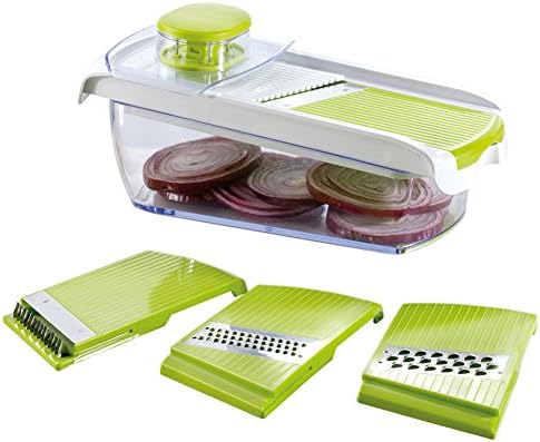 Mandoline Slicer with Storage Container and Hand Guard, Green
