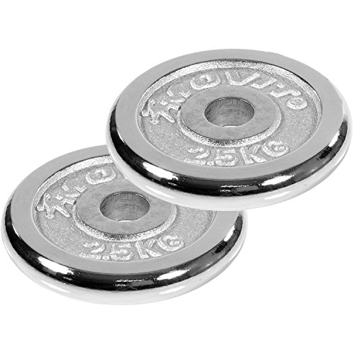 MOVIT® Chrom Gusseisen Kurzhantel Set, Varianten 1×15 bis 1×30 kg, Stangen gerendelt mit Sternverschlüssen Chrom-Hantel-Set - 9