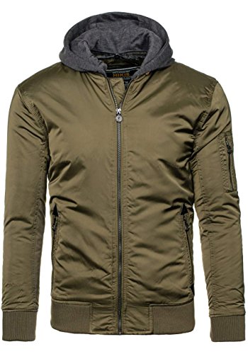 BOLF Herrenjacke Herren Jacke Kapuze bergangsjacke HIKIS 57NA Khaki 3XL [4D4]