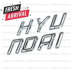 CarMetics Hyundai 3D Logo Emblem Stickers for Hyundai Creta Venue Aura Grand i10 Elite i20 Verna Accent - Silver