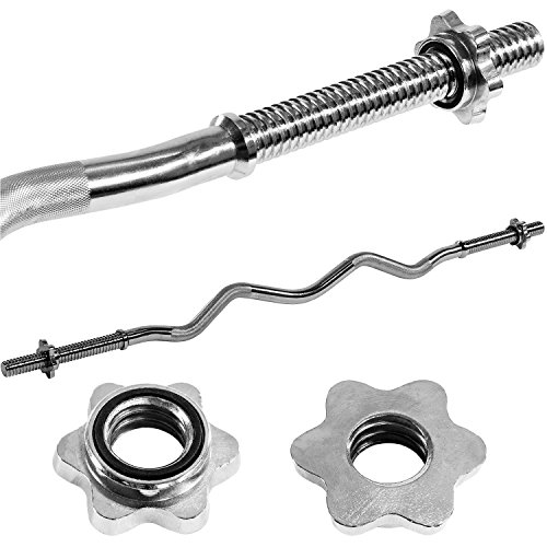 MOVIT® Profi SZ Curlstange ca. 8,0 kg, Länge 130cm, Stangendurchmesser 30mm STANDARDNORM, verchromt & gerändelt, mit Sternverschlüssen, Hantel Curl Stange Hantelstange