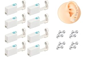 DFSUCCES Ear Piercing Kit,8 PCS Self Ear Piercing Gun,Ear Piercing Gun,Nose Piercing Kit,Disposable No Pain Safety Unit Tool With Ear Stud,Earring Disposable,For Girls Women Men (white)