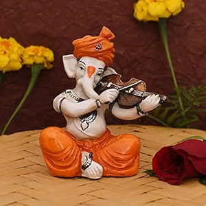 Collectible India Resin Musical Ganesha Idol, 5 x 3 x 2, Multicolor