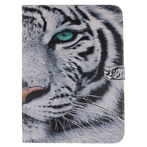 Galaxy Tab 4 10.1 Hülle,Ukayfe Weißer Tiger Painted Schutzhülle fur Galaxy Tab 4 10.1 SM-T530 Ledertasche Lederhülle Smart Case Cover,[Bunt Muster Design] Kunstleder Tasche PU Leder Schutzhülle Brieftasche Etui Schale Hülle for Galaxy Tab 4 (10.1 Zoll) SM-T530 mit 1 x Schwarze Eingabestift - 2
