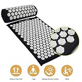 Acupuncture Mat Massage Yoga Mats Fitness Massage Cushion Acupuncture Massage Mat Acupressure Mat and Pillow Set Pin Pad (Black)