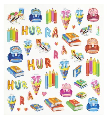 43 tlg. Set Sticker / Aufkleber - Schulanfang Schultüte Stifte Schulbeginn Ranzen Schule ABC Hefte