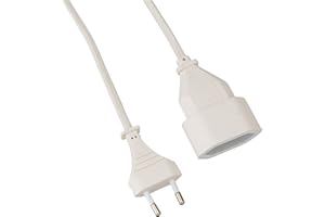 as - Schwabe Rallonge électrique Euro 5 m - câble Blanc H03VVH2-F 2x0,75 mm² - Usage intérieur IP20 - fiche Plate Euro - 230 V / 2,5 A - Blanc, 50151