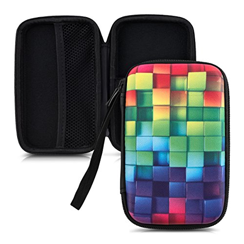 kwmobile Hardcase Tasche Hülle für externe Festplatten (2,5") mit Regenbogen Würfel Design - Schutzhülle in Mehrfarbig Grün Blau