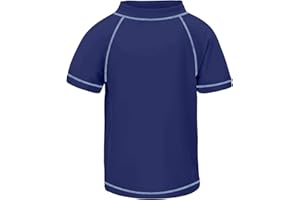 TIZAX T-Shirt de Bain Anti-UV pour Enfants Maillot de Bain à Manches Courtes garçon Rashguard séchage Rapide