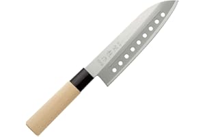 HAPPY SALES SekiRyu SR110 Couteau japonais Beige Clair et Acier 165 mm Santoku w/holes