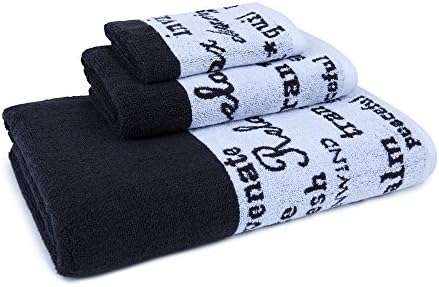 American Dawn Resort Spa 3 Piece Bath Towel Set, Black