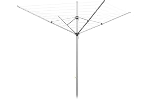 Addis Easi 4 Arm 50m Outdoor Rotary Clothes Airer with Lift Locking Cord & Ground Spike, Aluminium, Metallic Silver, 50 metres