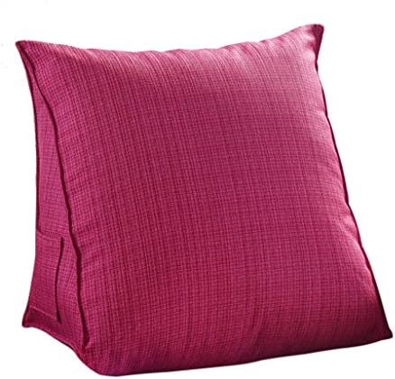 EONSHINE Fluffy Soft Linen Microfiber Filled Triangle Wedge Bloster Cushion Pillow for Bed Sofa Backrest Reading, Pack of 1 (18.9x15x9.5", Red)