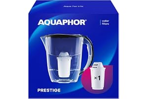 AQUAPHOR vattenfilter Prestige Svart inklusive 1 A5 filter I Karaff för 2,8 liter I Passar i kylskåpsdörren I Minskar kalk oc