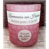 4er Set Tischlicht Tischlichter Kommunion Konfirmation Jugendweihe Taufe Fisch Fische Tischdeko personalisierbar rosa pink