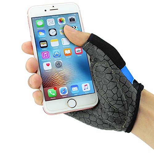 Aiduy FahrradHandschuhe, Fitnesshandschuhe Trainingshandschuhe Halbfinger-Fahrradhandschuhe – Rutschfest, Schaum gepolstert und Klettverschluss - 4