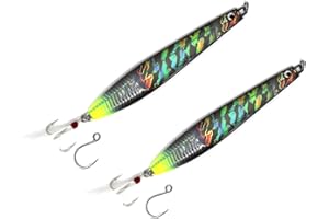 FISHZONE - 2 x KONICHI RIP RIDER Long Cast Fishing Lures - 10.50cm / 35g - Dressed Marine Mylar Treble & In-line 3/0 Hook (4 Colours Designs) For Bass & Predatory Fishing