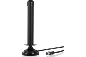 Wicked Chili DVBT2 HD/DVBT cyfrowa antena telewizyjna/radiowa do TV/PC – pasywna antena pokojowa z podstawą magnetyczną i wysoką mocą odbioru (wzmocnienie: 6 dBi/długość kabla: 300 cm) czarna