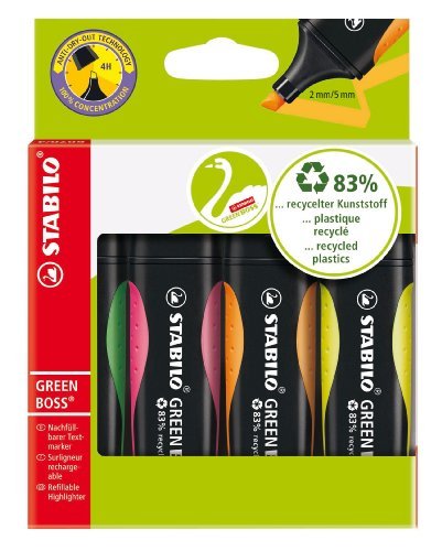 Stabilo 6070/4 marker - markers (Multi, Black, Green, Orange, Pink, Yellow, Plastic, Water-based ink)