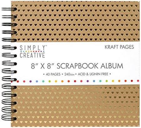 Rayher60682000 Spiral Bound Scrapbook with Plain Kraft Paper Pages, Hardcover Memory Book, Square Album in The Size 20.3 x 20.3 cm