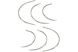 KUOXAN 6 Pcs Curved Needle, Upholstery Needle, Curved Needles for Hand Sewing, Upholstery Needles for Hand Sewing, Curved Sewing Needle for Repair Kit Upholstery Sewing, Curved Sewing Needle(2" 3" 4")