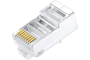 VIVOCH 50 Pcs Cat6 RJ45 Connectors, Cat6 RJ45 Plugs, Cat6 Metal Shielded RJ45 Ends FTP 8P8C Modular Network Plug Connector