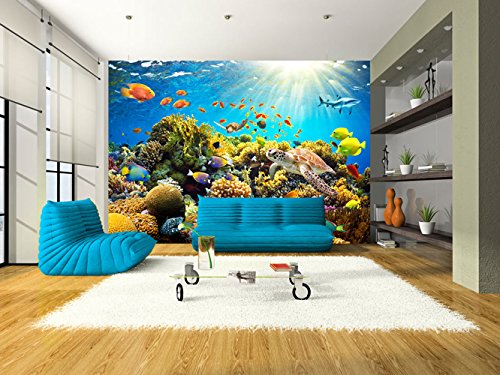 FOTOTAPETE 350×245 cm – VLIES TAPETE PREMIUM – PROFI QUALITÄT – Top moderne Wanddeko – Riesen Wandbild – Top Design Tapete – Neue exklusive Edition mit noch besser Druckauflösung – Deutsches Premium Vlies – Fisch Natur b-A-0002-a-a - 2