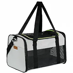 Akinerri Airline Approved Pet Carriers,Soft Sided Collapsible Pet Travel Carrier for Medium Puppy and Cats (Medium, Grey)